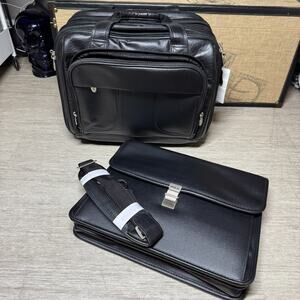 McKlein R Series Laptop Rolling Briefcase Black Leather Overnight 17 Chicago NEW